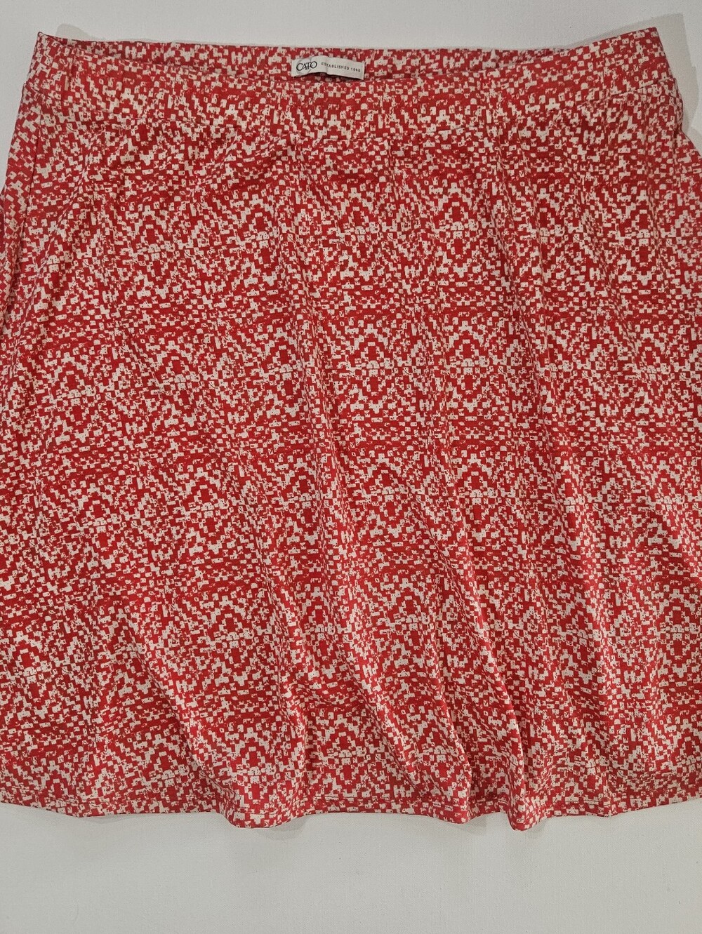 NWT Cato Mini Skirt Womens XL Coral White Geometric Preppy Athleisure Casual
